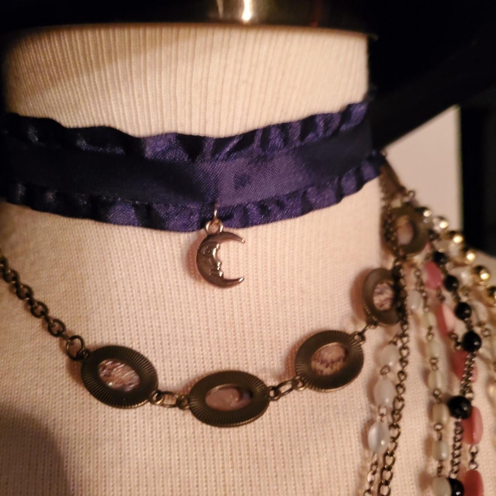 Gold Celestial Moon Choker - handmade
